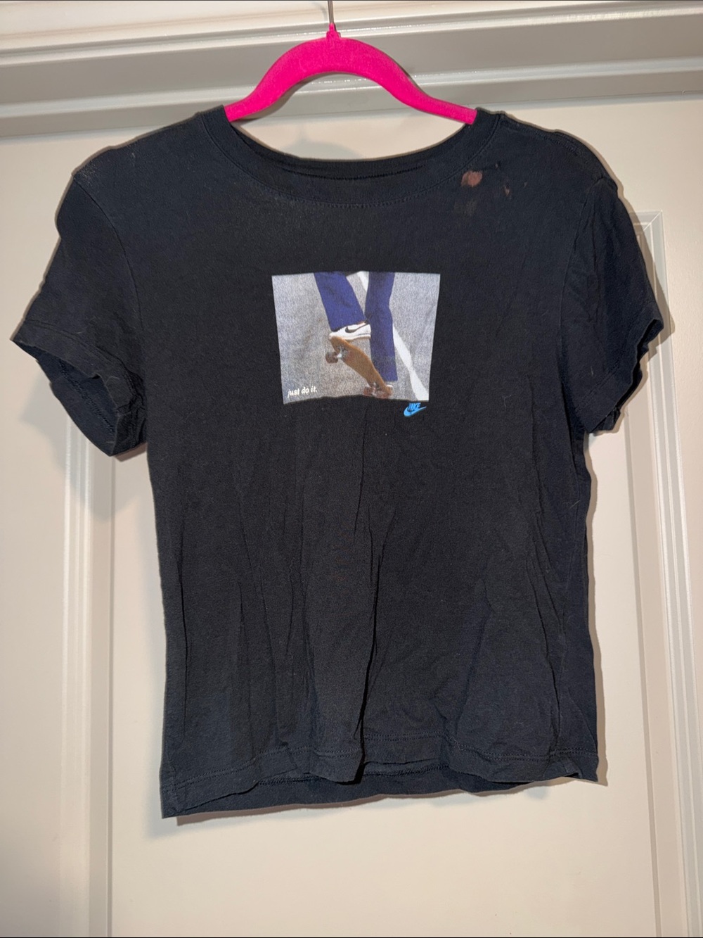 Nike Black Tee with Blue Swoosh and Photo Graphic